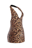 Leopard Halter Sequin Mini Dress