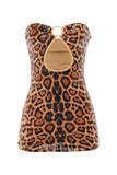 Leopard Sequin Strapless Dress