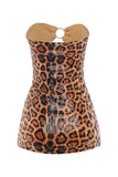 Leopard Sequin Strapless Dress